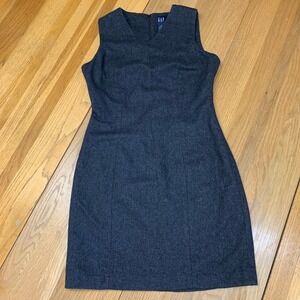 GAP Womens Gray Recycled Wool Blend Sleeveless V-Neck Sheath Dress Size 2‎ Y2K